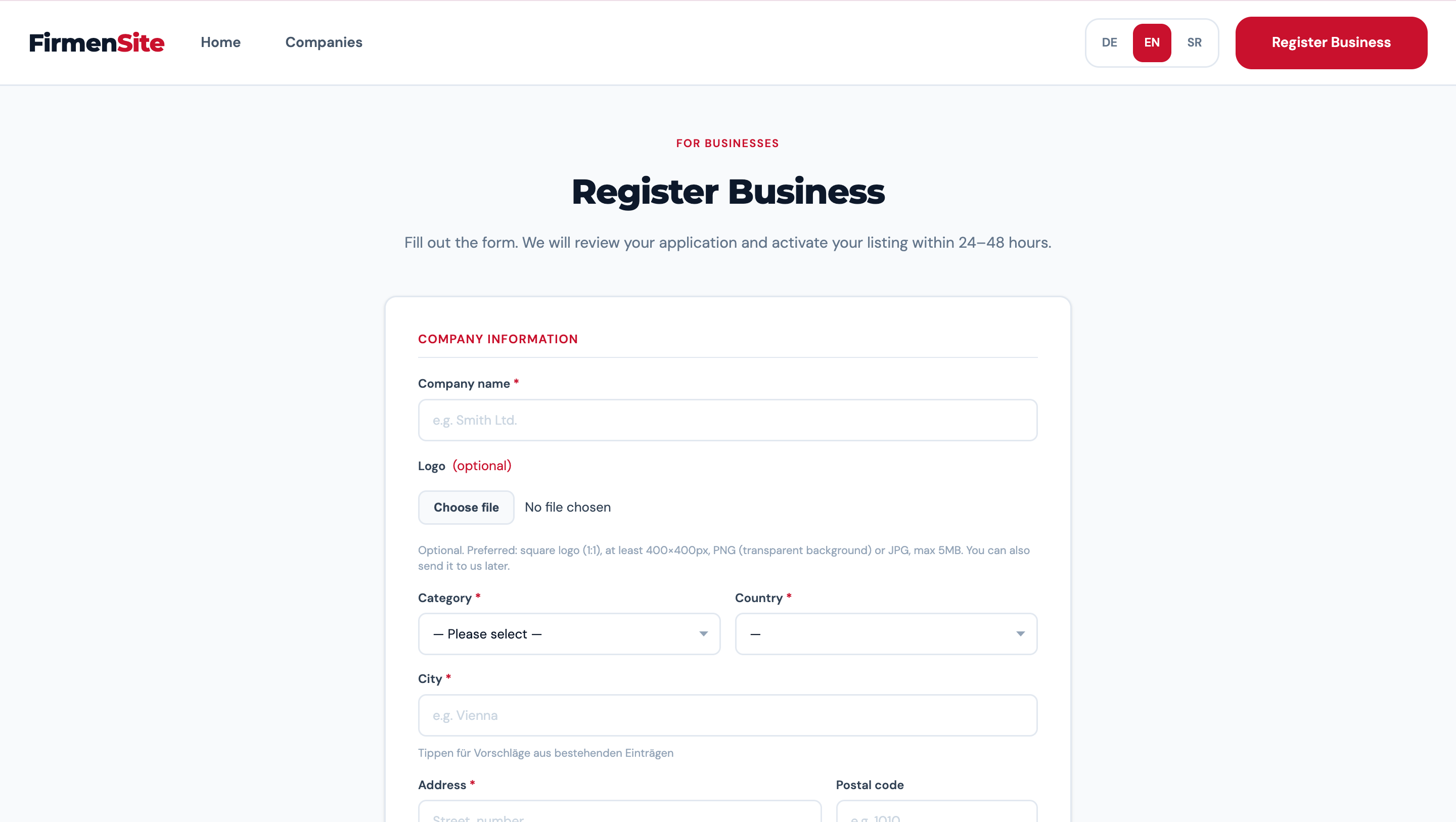 FirmenSite — business registration